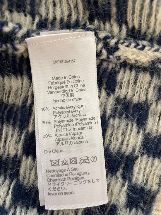 Madewell Navy and Cream Checkered Sweater Alpaca Blend Crewneck ~ SMALL - Picture 5 of 7